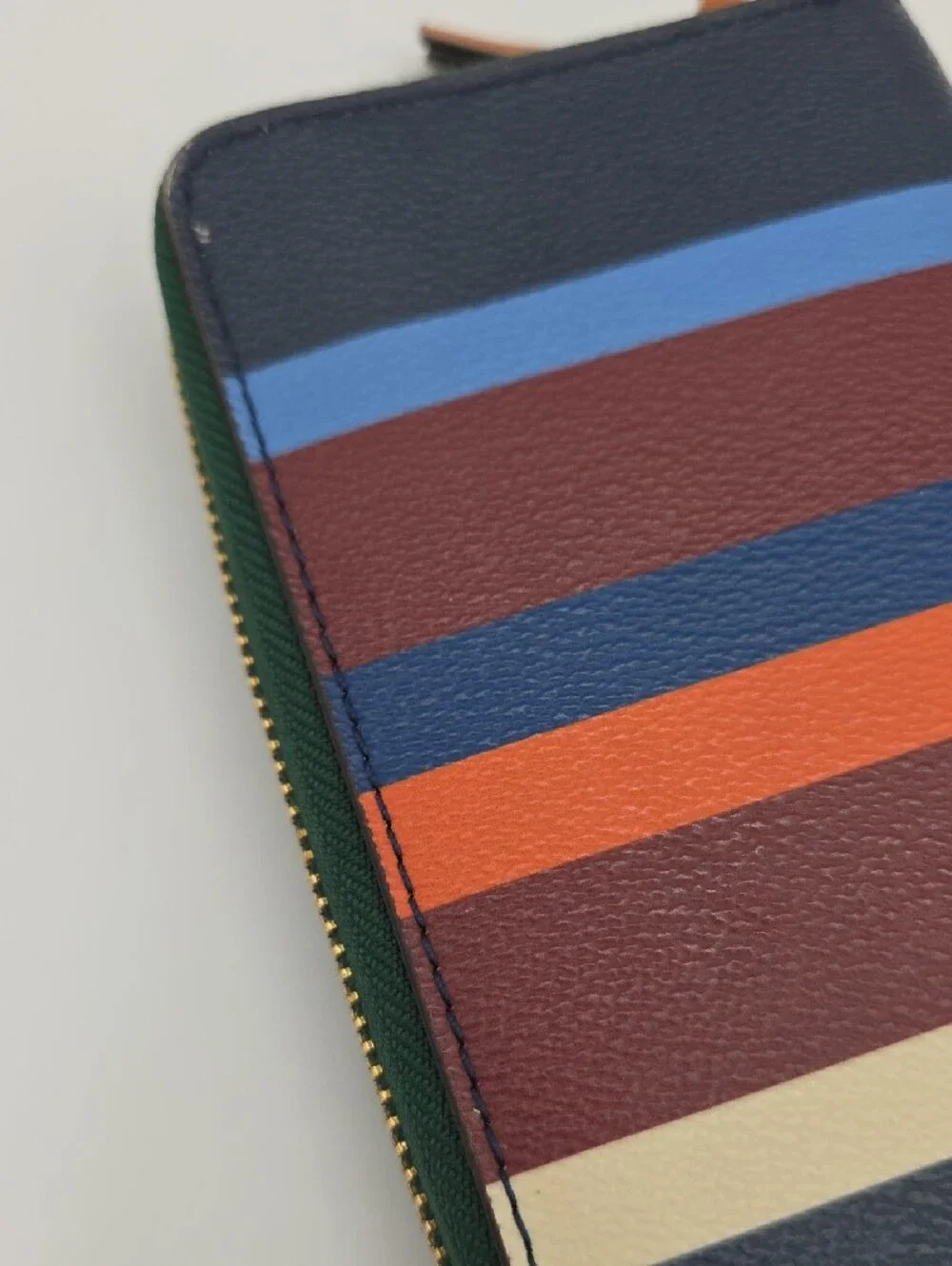 Tory Burch Navy Multicolor Stripe Zip Wristlet